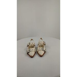 Quince Cream Buckle Strap Heels